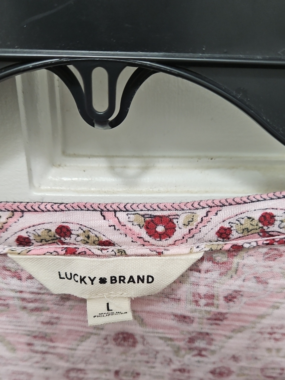 Lucky Brand Pink Floral Button-Up Peasant Top - Picture 2 of 9